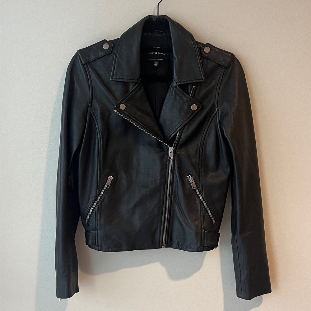 Lucky Brand Classic Lamb Leather Moto Jacket EUC - Picture 2 of 10